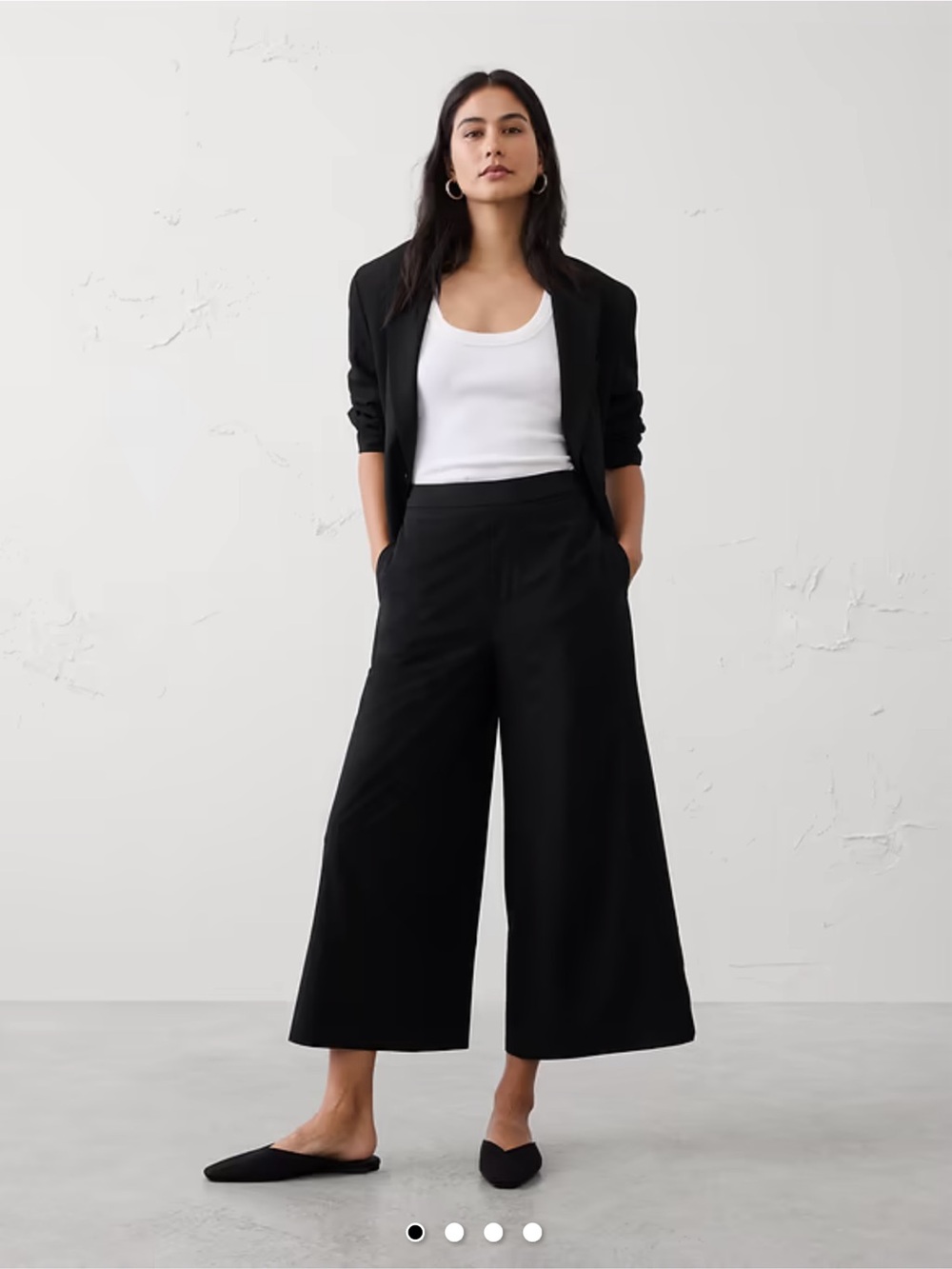 BANANA REPUBLIC High Rise Air Stretch Wide Leg Crop Pants Black Minimal Basic